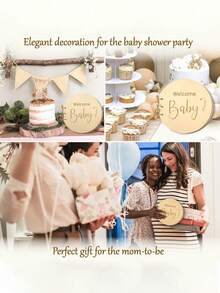 2件装 - 木质婴儿洗澡签到簿（中性设计），婴儿成长里程碑洗澡签到簿，附赠脚印印泥 - 复古签名系列，送给新手父母和准妈妈的贴心礼物 - 彩色 - 查看 3