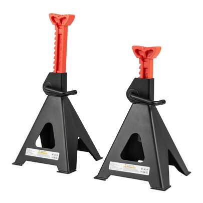  COSTWAY Jack Stands Pack Of 2, 12 Ton (26,400 Lbs) Heavy-Duty Car Jack Pair With Handle Lock & Adjustable Height, Automotive Tools For Lifting SUV, Sedan, Pickup, UTV, Black
