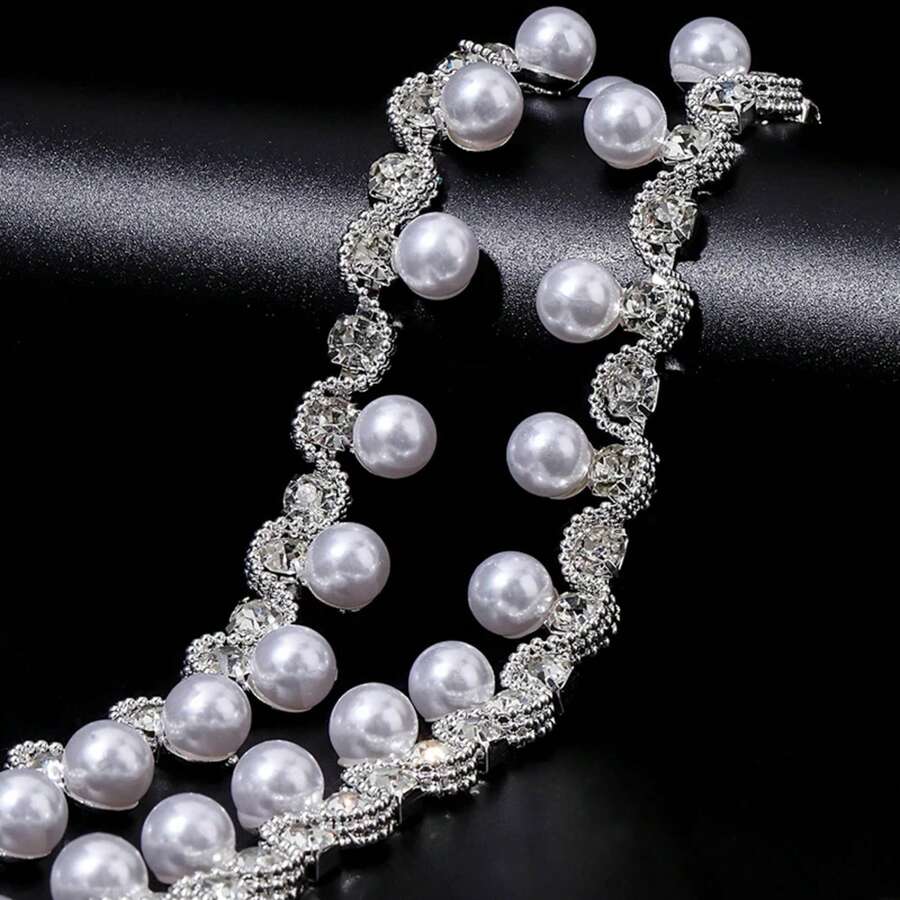 DUCristal, 1 yarda/paquete, colgante de perlas de cristal, cadena de garra, Base plateada, cadena de borlas de cristal para zapatos, vestido/decoración de U9QC - Plata 15 mm - Ver 1