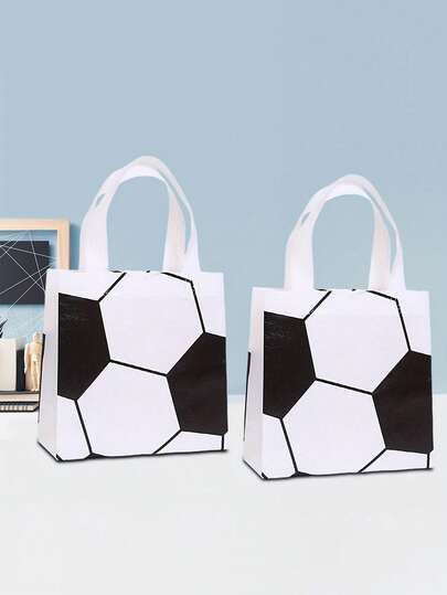 3个装足球图案礼品袋，黑白运动风耐用涤纶旅行袋，适用于美国、加拿大和墨西哥世界杯，足球世界杯礼品手提袋，足球纪念品，2026年世界杯，派对，健身，旅行，生日，日常使用，可重复使用的覆膜购物袋，带提手，足球纪念袋，多功能健身包，节日图案，结实提手，足球派对用品，足球主题，足球礼物