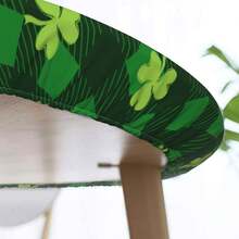 Leaves Clovers St. Patrick's Day Round Fitted Tablecloth With Elastic Edged, Circle Tablecover Waterproof  Household Table Cover For Outdoor Indoor Patio Kitchen,Home Kitchen Dining Camping Table Decor 40~50 In - Check Four-leaf Clover - View 7