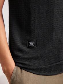 Driftmere 男士字母印花V领休闲百搭背心'男士无袖男士上衣无袖男士肌肉衬衫 - 深灰色 - 查看 4