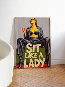 1pc Unframed,Sit Like A Lady | Fashion Poster | Retro Style Woman Art | Bold Pop Art Print | Empowering Female Art | Contemporary Girl Power Art - Letter a - View 4