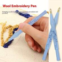 1支刺绣针，可调节地毯纱线刺绣针，适用于十字绣，四季皆宜的手工刺绣和编织工具，适合创意项目，刺绣套装，花卉图案，厚绒四季皆宜的手工用品，包含大眼针和配件，纹理设计刺绣用品 - 多色 - 查看 2