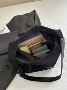 New Retro Fashion Casual Commuter Versatile Large Capacity Minimalist Chic Shoulder Crossbody Bag - Black - View 9