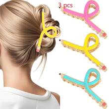 Cute Metal Shark Shaped Hair Clip, Personalized Hairpin For Bun, Back Of Head, Back To School Gift, Creative Ponytail Clip - Multicolor - View 8