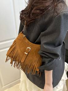 Large-Capacity Tassel Design, Featuring A Classic Retro Style, Versatile Women's Bag Suitable For All Occasions. 2026 New Model Crossbody Bag. - Brown - View 10