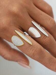 Bộ 2 chiếc/1 chiếc nhẫn thép không gỉ 304 mạ vàng 18K, phụ kiện cá nhân hóa kiểu INS, phong cách tối giản, chất lượng cao cấp, lựa chọn tốt nhất cho quà tặng ngày lễ và đeo hàng ngày, phù hợp cho các buổi tụ họp và tiệc tùng, món quà lý tưởng cho bạn gái và vợ. - Nhiều màu - Xem 4