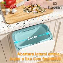 [haosin]Lixeira de Parede 9L(2.38Gal) Branco Estilo Creme | Ideal para Cozinha Sala Quarto | Portátil com Gancho Grátis | Presente Perfeito - Branco - Visão 8