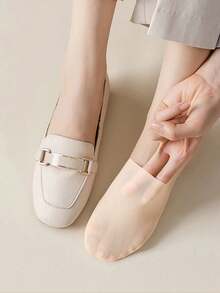 1PC Women's Ice Silk Boat Socks Summer Thin Cotton Sole Invisible No-Show Anti-Slip Heel Grip Socks - Multicolor - View 3