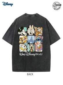 Disney Mickey And His Friends T-Shirts, Disney 2026 Shirt, Disneyland Castle 2026 Tshirt, Disney World Tee, Disney 2026 Trip Top, Men's Casual Fashion, Men Clothes, 230G Washed High-Quality Cotton Double-Sided Printed T-Shirt, Suitable For Street Retro And Outdoor Sports And Leisure, Comfortable And Fashionable, Y2k Clothes, Unisex T-Shirt, Mickey Mouse T-Shirt, Disney Men's Gift - Black - View 2