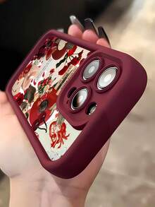 Funda para teléfono Heartfelt Love Collage compatible con fundas para teléfonos ,  17,  16 Pro Max,  15 Pro Max,  13 y  12 Funda para teléfono engrosada de una pieza con cobertura total Resistente al agua, a los golpes y a los arañazos Un gran regalo para familiares, amigos, amantes, parejas y el Día de San Valentín. - Burdeos - Ver 5