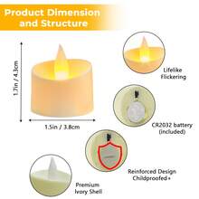 100 Pack Value Set LED Tea Lights, Ivory Flameless Battery Operated Candles, Flickering Fake Tealights For Wedding, Party, Home Decorations - 100 Pack - View 2