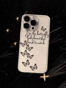 Butterfly Painted Transparent Minimalist Fashion Creative Shockproof Phone Case Compatible With IPhone 17/17Pro/17ProMax, 16/11/16Pro/16Plus/16ProMax/16E/15ProMax/13/14/12/XS/XR/7G/8P, Galaxy S25/S25Plus/S25 Ultra/A16/A36/A26/A56/A50/A12/A32 - Multicolor - View 4