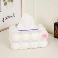 1pc Cloud-Shaped Tissue Box Holder, Glossy White Surface Modern Design Suitable For Living Room, Bedroom, Kitchen, Bathroom, Plastic Napkin Dispenser, Cute Tissue Box Holder - Multicolor - View 2