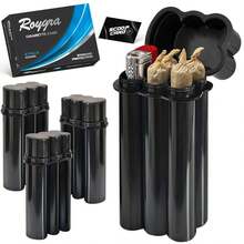 (4 Pack) King Size Pre-Roll Cone Holder, 4-Hole Regular Size With Lighter Holder, 4 Or 6 Capacity Container Storage Box, Small Accessories Pre Rolled Rolling Paper - Green 4 Or 6 Capacity - View 2