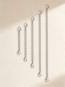 5pcs/Set Stainless Steel Necklace Extension Chain, Stainless Steel Material & Exquisite Craftsmanship - Low Allergy, Suitable For Necklaces, Bracelets, Anklets And Various DIY Jewelry Making (Double-Sided Stainless Steel Lobster Clasp) - Durable, Adjustable Length 2 To 6 Inches - 5pcs - View 8
