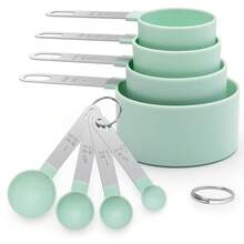 8pcs Measuring Cup & Spoon Set, Stackable With Stainless Steel Handles, Kitchen Cooking & Baking Tools - Multicolor - View 14