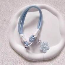 Shockproof Thin Rope Pendant 1pc Jelly Sakura Pendant Keychain Woven Chain Lanyard Short Handy Strap For Phone Handmade Woven Short Rope Phone Case Clip Keychain Spring Gift For Women Birthday Gift - Multicolor - View 2