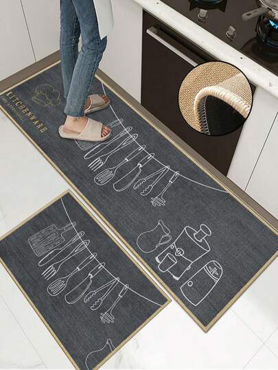 Thảm bếp bằng cao su pha lanh dày 3.5mm, thấm hút tốt và dễ vệ sinh. Thảm có bề mặt bằng vải lanh, lớp giữa bằng xốp và lớp đế bằng cao su, thích hợp cho nhà bếp, phòng tắm, phòng giặt, hành lang, phòng khách và các không gian khác.