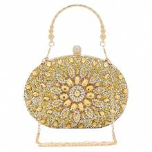 Bolsos de mano con brillantes para mujer, bolso de noche formal con strass para fiesta, boda, cóctel y baile - Embrague dorado - Ver 1