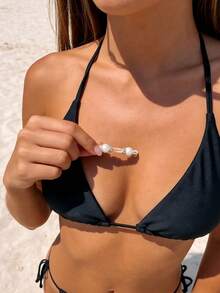 AVYRING 1 Pair Fake Nipple Piercing Jewellery, Adjustable Elastic Nooses Non-Piercing Nipple Rings For Women, Faux Pearls Designs - Pearl - View 2