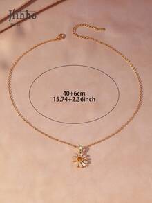 Hihho 1条双色向日葵锆石项链，清新活力少女风，精致颈链搭配小雏菊吊坠，可单独佩戴或叠戴，适合优雅、温柔和度假风。 - 太陽花 - 查看 7