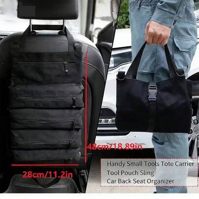 1pc CRILANO Heavy-Duty Roll-Up Tool Bag - Waterproof Oxford Cloth Organizer For Mechanics, Electricians, Carpenters & More - , Portable & Stylish Industrial Gear With Multiple Compartments, Tool Storage Organizer