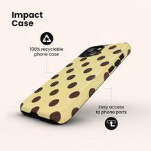 Yellow And Brown Polka Dot Phone Case - Shock-Proof Phone Case, Compatible With IPhone 17/16/15/14/13/12/11 Pro Max/Pro Plus/12 Mini/13 Mini, Suitable For Galaxy S26 S25 S24 S23 S22 S21 Plus Ultra Phone Case. - Yellow Base With Brown Dots - View 2