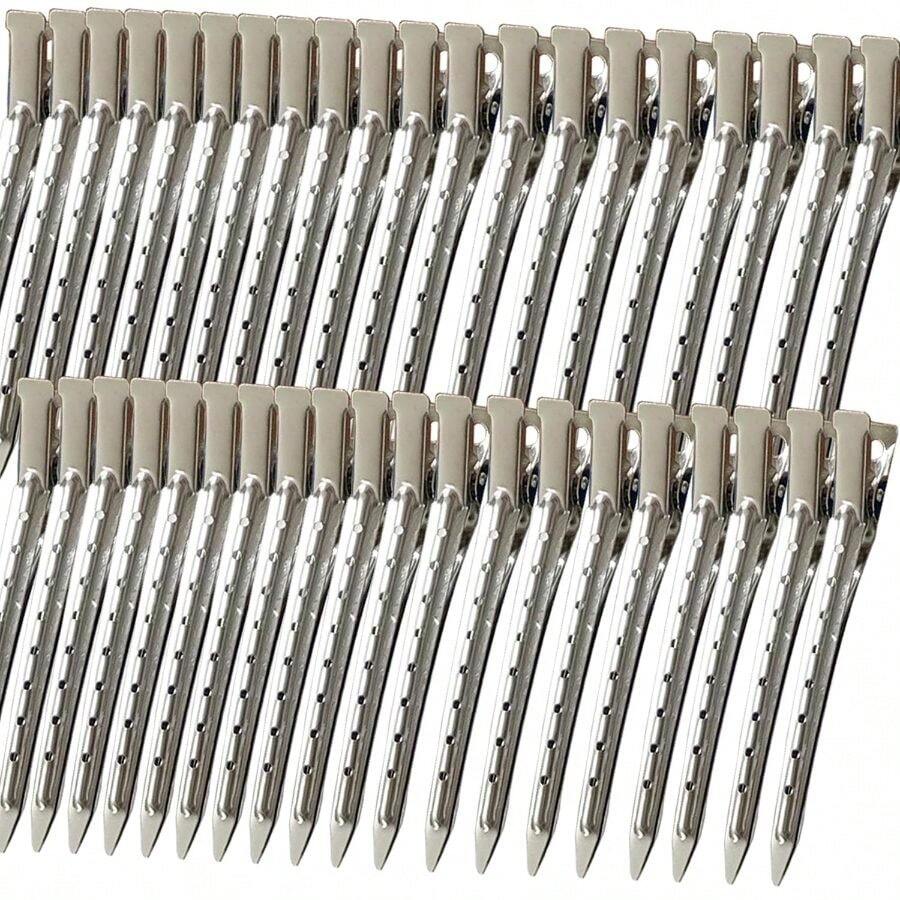 40 PCS 3.5 Inch Duck Billed Clips, Metal Alligator Curl Hair Clips With Holes Styling, Coloring, Thick Hair Rollers, Salon Use, Alligator Clips For Women For Thick Hair Hair, Silver - 巨蟹座 - 查看 1