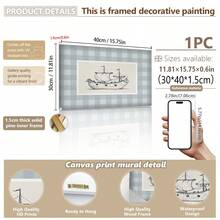 1幅帆布墙画 - 婴儿用品儿童房装饰画，蓝色调儿童房艺术品，带框婴儿房墙画，完美适用于游戏室装饰、婴儿房装饰、育儿室装饰、幼儿园装饰、男孩房装饰、女孩卧室装饰 - 彩色 - 查看 38