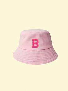 1 pièce Visière de soleil unisexe imprimée avec les 26 lettres de l'alphabet, chapeau de soleil d'été unicolore pour femmes, casquette pliable pour usage extérieur décontracté, convient pour les tenues et robes d'été - Rose bonbon - Voir 11