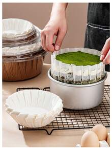 50张展开式烘焙纸垫，4/6/8英寸不粘硅胶涂层纸，适用于蛋糕模具、烤盘、烤箱、空气炸锅、厨房烘焙、烧烤、露营、派对、返校季等场合。 - 白色 - 查看 2