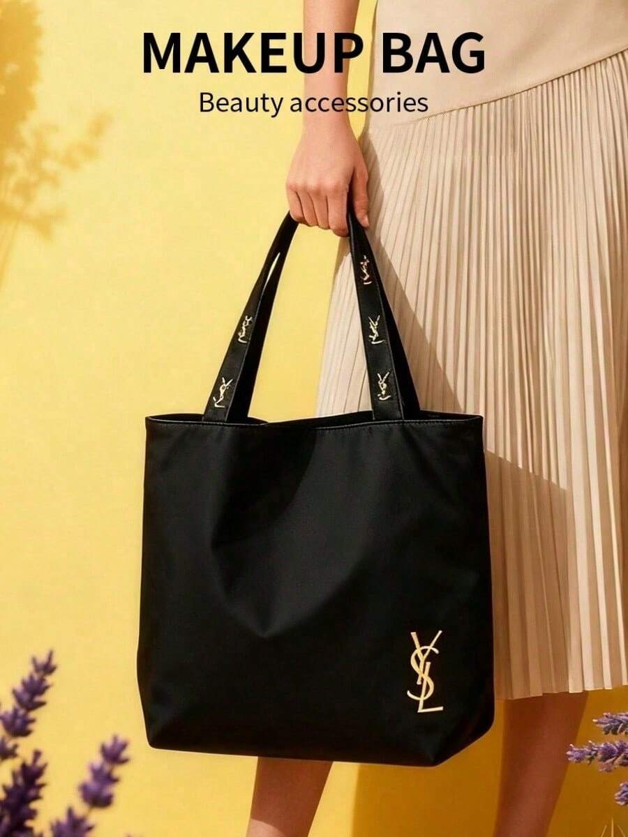 Yves Saint Laurent 黑色帆布单肩包,极简高端风格,大容量,适合工作、购物、上学和旅行。 - 黑色 - 查看 1