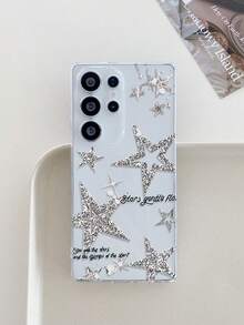 1pc Fashionable Creative Full-Screen Star & Letter Pattern Transparent Soft TPU Shockproof Anti-Scratch Anti-Fingerprint Phone Case, Camera Lens Protection Compatible With Samsung, Nothing, Pixel, - Multicolor - View 3