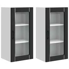vidaXL Küchenschrank 2 pcs Schwarz 40 x 31 x 80 cm Holzwerkstoff - Schwarz - Übersicht 2