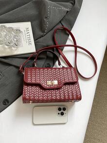 New Arrival French Elegant Casual Fashionable Rhombus Solid Color Women Chain Shoulder Crossbody Bag - Red - View 7