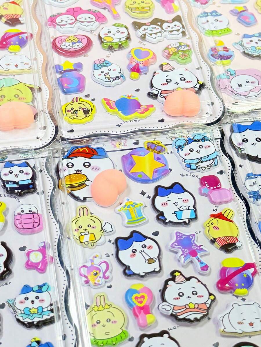 （随机1张）创意风格可爱卡通贴纸系列 - 独特艺术设计贴纸，适合收藏、交换或个性化您的物品 - 彩色 - 查看 1