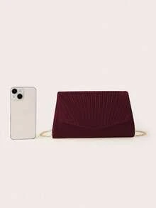 REMANLAND Bolsa clutch elegante em formato de leque plissado, com design minimalista e cores vibrantes. Uma companheira perfeita para encontros, galas e coquetéis, além de um presente ideal para mulheres. - Borgonha - Ver 7