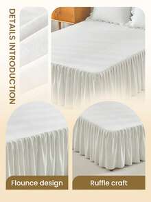 1 chiếc ga phủ chân giường, bộ đồ giường, ga trải giường mềm mại và thoáng khí, chất liệu lụa sang trọng, nhẹ nhàng cho tóc và da, viền xếp ly có dây chun, mang lại giấc ngủ thoải mái, phù hợp với giường đơn, đôi, cỡ Queen, cỡ King, có thể giặt máy, trang trí mùa thu, trang trí phòng ngủ. - trắng - Xem 6