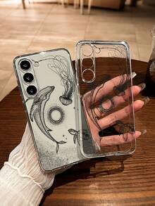 海豚彩绘透明创意防摔手机壳，兼容 17/17Pro/17ProMax、16/11/16Pro/16Plus/16ProMax/16E/15ProMax/13/14/12/XS/XR/7G/8P、Galaxy S25/S25Plus/S25 Ultra、A16/A36/A26/A56/A50/A12/A32 - 彩色 - 查看 8