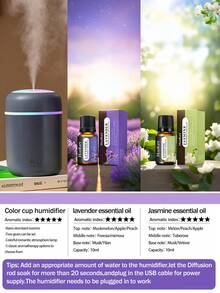 1 pieza Ambientador y humidificador de coche de 300ml, alimentado por USB, 2 modos de funcionamiento, luz LED de 7 colores, apagado automático, niebla silenciosa, difusor de aceites esenciales conveniente, adecuado para decoración de habitaciones, oficina, sala de estar, coche, también un gran regalo para mujeres - Multicolor - Ver 11