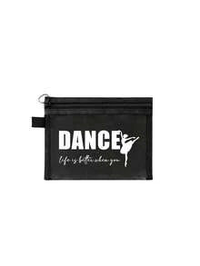 舞蹈主题网眼化妆包，红色气垫便携收纳袋，印有“Dance”字样和跳舞女孩图案，化妆包，护肤包，旅行必备，宿舍用品 - 彩色 - 查看 19
