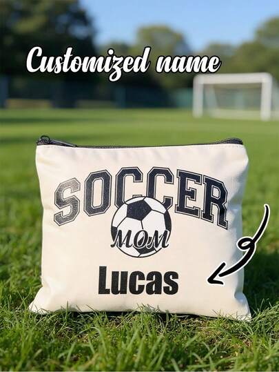 1 Stück personalisierte Kosmetiktasche mit Fußball-Design, wiederverwendbare Kosmetiktasche, Kosmetiktasche, Kosmetik- und Toilettenartikel-Organizer-Tasche, leichte Münzbörse, Kulturtasche, Aufbewahrungstasche, Sporttasche, Reisezubehör, perfekt für Sport, Einkaufen, Dates, Urlaub, Reisen, zum Organisieren von Make-up, Pinseln, Accessoires, Valentinstag-Geschenk, Ramadan-Geschenk, personalisierte Geschenke für Fußballfans
