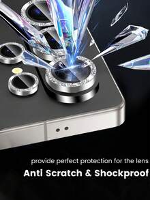 Pelindung Lensa Tahan Guncangan untuk Galaxy S26/S26+/S26 Ultra, Casing Pelindung Lensa Kamera dengan Glitter, Kaca Tempered Tahan Gores, Anti Gores, Glitter Tidak Rontok, Tahan Guncangan, Anti Jatuh, Anti Sidik Jari, Hadiah Musim Semi - Perak - View 6