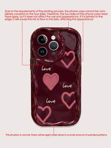 Heart Pattern Cream Texture Soft Case Compatible With IPhone 17/17 Pro Max, 16/16 Pro/16 Pro Max, 15, XR, 7P/8P, P12 Pro Max, P13 Pro Max, P14 Pro Max, P13, P14, P11, P12, P14, XS/S/XS Max/7/8, Cute & Fashionable Thick Protective Phone Cover - Multicolor - View 8