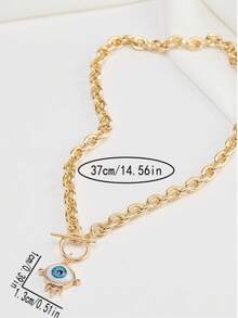 1pc Minimalist Evil Eye Pendant Necklace - Yellow Gold - View 6