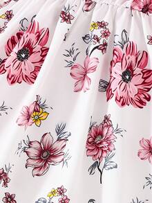 Vestido sin mangas con estampado floral y lazo para niña, estilo princesa adorable, para verano - Rosa - Ver 8