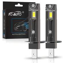 TOAUTO 2 piezas Bombillas LED H1 de 60W y 10000LM, súper brillantes, para faros de coche de 6000K, enchufables y de tamaño mini para antiniebla - A - Ver 11