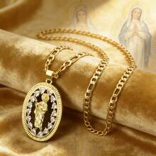 圣犹达吊坠项链（1件），宗教饰品，绝望者的守护圣人，信仰主题圣殿项链，完美的节日礼物，复活节/耶稣升天节/日常佩戴 - 金色 - 查看 8